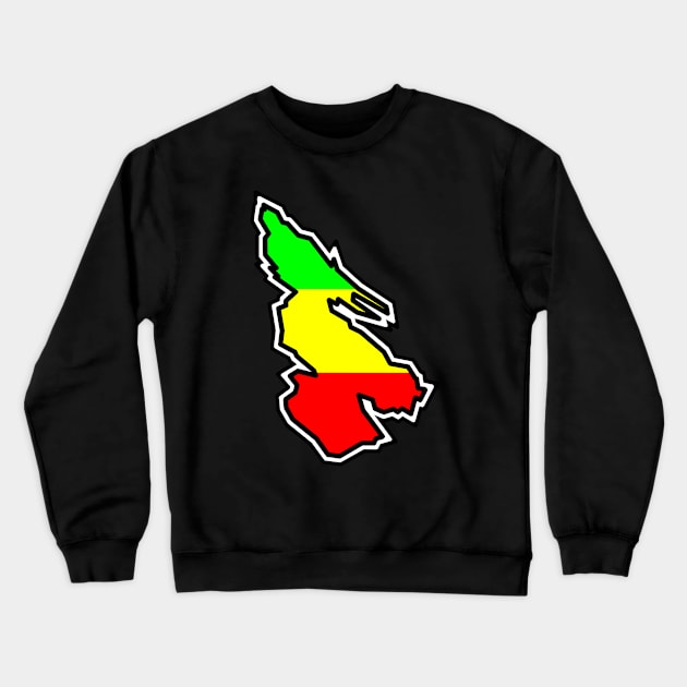 Salt Spring Island Silhouette in Rasta Rastafarian Flag Colours - Rastafari - Salt Spring Island Crewneck Sweatshirt by Bleeding Red Paint